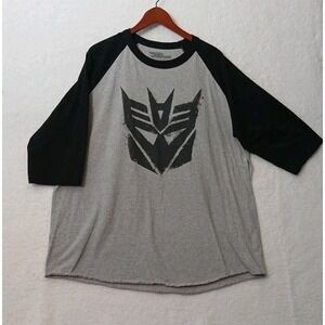 Transformers Mens Black And Grey 3/4 Sleeve Decepticon Shirt XXL